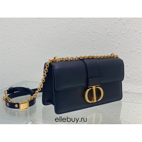 Dior 30 Montaigne East-West Small 21.5 Black Smooth Calfskin Small Style Model: 9011S Size: 21.5 x 12 x 6 cm