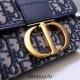 Dior 30 Montaigne MiniBox 17.5 Classic Blue Oblique Full Leather Shoulder Strap Size: 17.5x11.5x5cm Model: 9008S