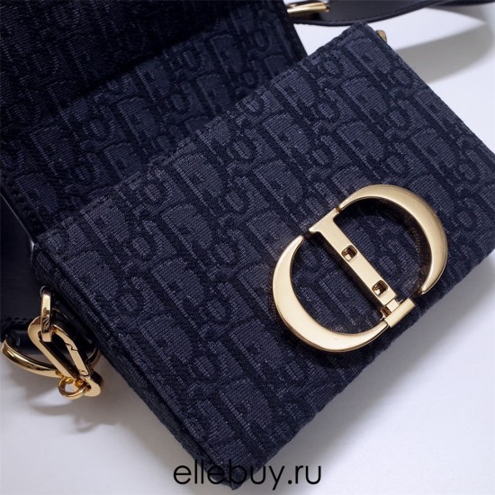 Dior 30 Montaigne MiniBox 17.5 Classic Black Oblique Full Leather Shoulder Strap Size: 17.5x11.5x5cm Model: 9008S