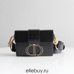 Dior 30 Montaigne MiniBox 17.5 Enamel Clasp Black Full Leather Model 9008s Size: 17.5x11.5x5cm