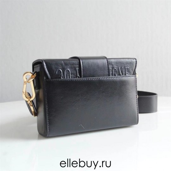 Dior 30 Montaigne MiniBox 17.5 Enamel Clasp Black Full Leather Model 9008s Size: 17.5x11.5x5cm