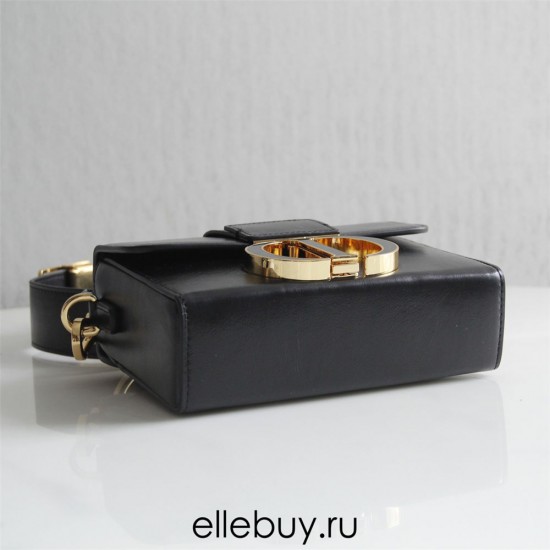 Dior 30 Montaigne MiniBox 17.5 Enamel Clasp Black Full Leather Model 9008s Size: 17.5x11.5x5cm