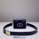 Dior 30 Montaigne MiniBox 17.5cm Black Clasp Black Matte Palm Grain Calfskin Model: 9008S Size: 17.5 x 11.5 x 5 cm