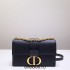 Dior 30 Montaigne Chain Bag, Medium 25, Black Grained Calfskin, Hardware: Black, Model 9011, Size: 25x15x8cm