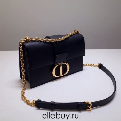 Dior 30 Montaigne Chain Bag, Medium 25, Black Grained Calfskin, Hardware: Black, Model 9011, Size: 25x15x8cm