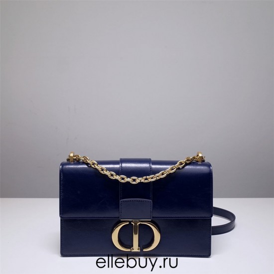 Dior 30 Montaigne Chain Bag, Medium 25, Black Smooth Calfskin, Hardware: Black, Model 9011, Size: 25x15x8cm