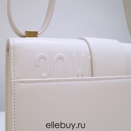 Dior 30 Montaigne Bag, Medium 24, White with Gold Hardware, Calfskin, Model 9006, Size: 24x17x8cm