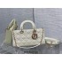 Lady Dior Dioramour Bag, paint leather Medium 26, White with Gold Hardware, Size: 26x6x14cm