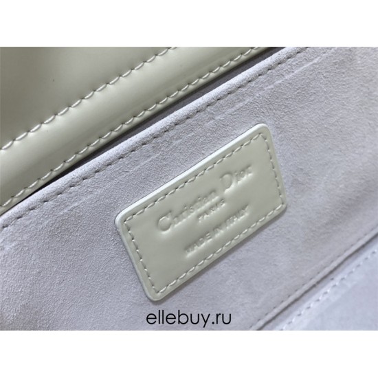 Lady Dior Dioramour Bag, paint leather Medium 26, White with Gold Hardware, Size: 26x6x14cm