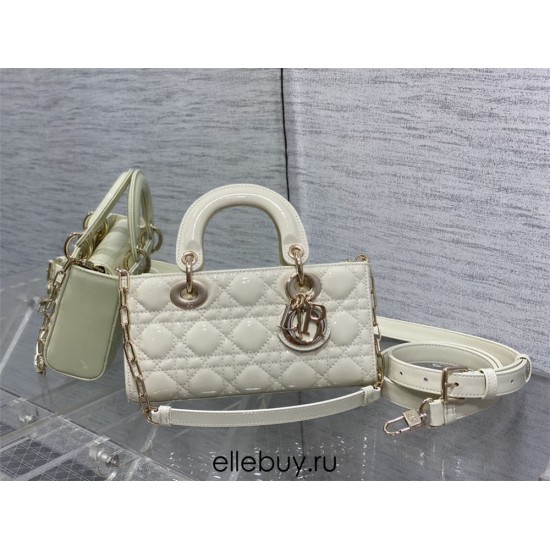 Lady Dior Dioramour Bag, paint leather, Small 22, White with Gold Hardware, Size: 22x6x12cm