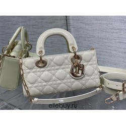 Lady Dior Dioramour Bag, paint leather, Small 22, White with Gold Hardware, Size: 22x6x12cm