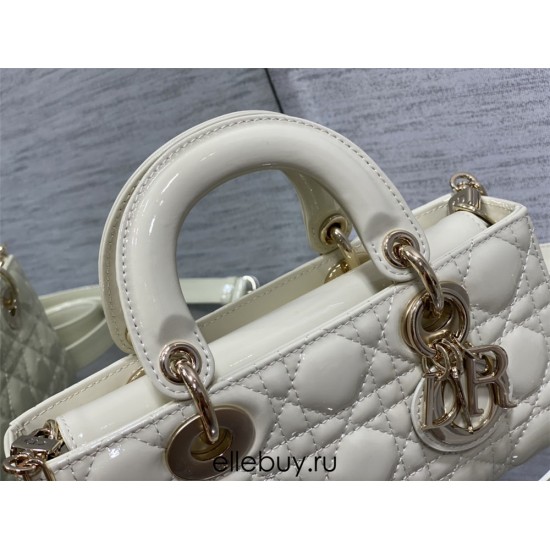 Lady Dior Dioramour Bag, paint leather, Small 22, White with Gold Hardware, Size: 22x6x12cm