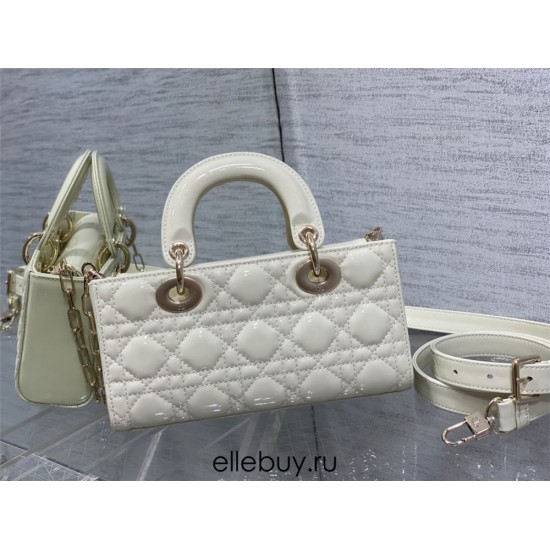 Lady Dior Dioramour Bag, paint leather, Small 22, White with Gold Hardware, Size: 22x6x12cm