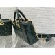 Lady Dior Dioramour Bag, paint leather, Medium 26, Dark green with Gold Hardware, Size: 26x6x14cm