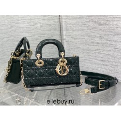 Lady Dior Dioramour Bag, paint leather, Small 22, Dark green with Gold Hardware, Size: 22x6x12cm