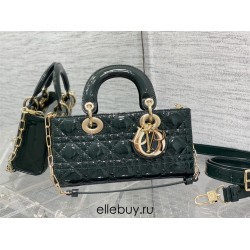 Lady Dior Dioramour Bag, paint leather, Small 22, Dark green with Gold Hardware, Size: 22x6x12cm