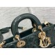 Lady Dior Dioramour Bag, paint leather, Small 22, Dark green with Gold Hardware, Size: 22x6x12cm