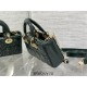 Lady Dior Dioramour Bag, paint leather, Small 22, Dark green with Gold Hardware, Size: 22x6x12cm