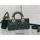 Lady Dior Dioramour Bag, paint leather, Small 22, Dark green with Gold Hardware, Size: 22x6x12cm