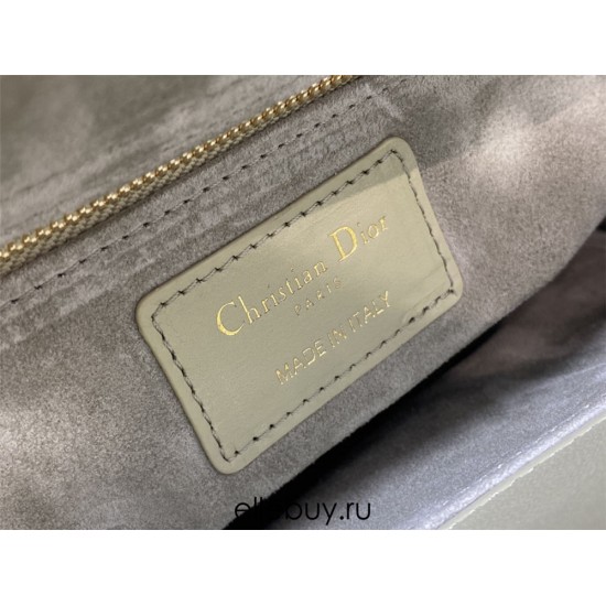 Lady Dior Bag, Grey-Green Lambskin, Champagne Gold Hardware, Small   Four Blocks   20, Size: 20cm