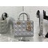 Lady Dior Bag, Grey Lambskin, Champagne Gold Hardware, Small   Four Blocks   20, Size: 20cm