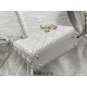 Lady Dior Bag, Grey Lambskin, Champagne Gold Hardware, Small   Four Blocks   20, Size: 20cm