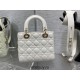 Lady Dior Bag, White Lambskin, Champagne Gold Hardware, Small   Four Blocks   20, Size: 20cm