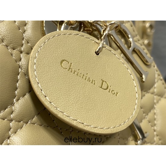 Lady Dior Bag, Apricot Lambskin, Champagne Gold Hardware, Small   Four Blocks   20, Size: 20cm