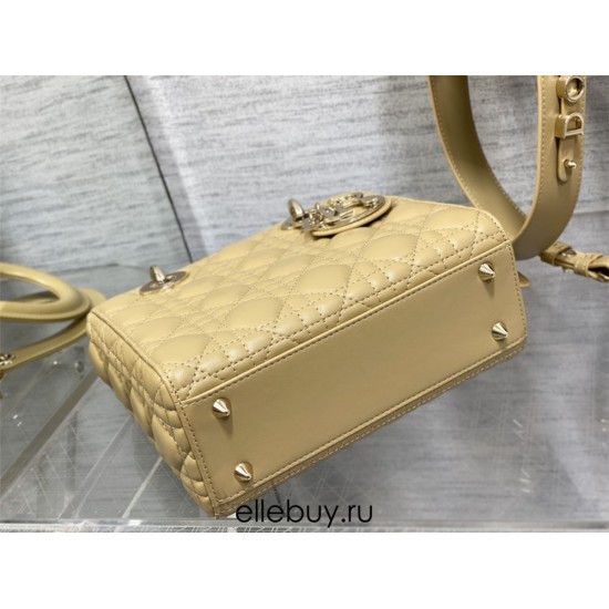 Lady Dior Bag, Apricot Lambskin, Champagne Gold Hardware, Small   Four Blocks   20, Size: 20cm