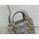 Lady Dior Mini Bag, 17, Grey Lambskin, Champagne Gold Hardware, Size: 17cm