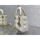 Lady Dior Mini Bag, 17, White Lambskin, Champagne Gold Hardware, Size: 17cm