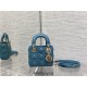 Lady Dior Micro Bag, 12, Blue Lambskin, Champagne Gold Hardware, Size: 12x10x5cm