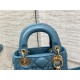 Lady Dior Micro Bag, 12, Blue Lambskin, Champagne Gold Hardware, Size: 12x10x5cm