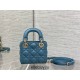 Lady Dior Micro Bag, 12, Blue Lambskin, Champagne Gold Hardware, Size: 12x10x5cm