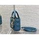 Lady Dior Micro Bag, 12, Blue Lambskin, Champagne Gold Hardware, Size: 12x10x5cm