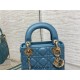 Lady Dior Mini Bag, 17, Blue Lambskin, Champagne Gold Hardware, Size: 17cm