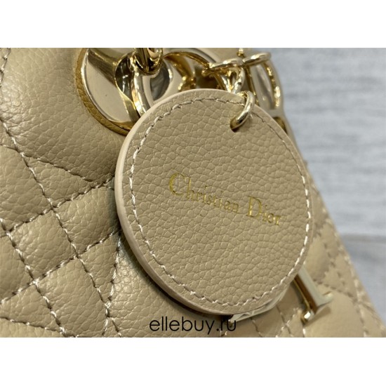 Lady Dior Medium Bag, 24, Apricot, Gold Hardware, Grained Calfskin, Size: 24cm