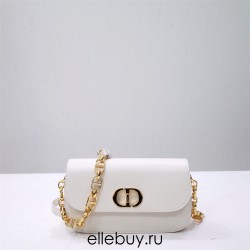 Dior 30 Montaigne Avenue Bag, White, Full Leather, Gold Hardware, Small 22.5, Model 2303, Size: 22.5x12.5x6.5cm