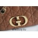 Dior Caro Chain Bag, Brown, Gold Hardware, Calfskin, Small 20, Size: 20x12x7cm