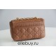 Dior Caro Chain Bag, Brown, Gold Hardware, Calfskin, Small 20, Size: 20x12x7cm