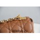 Dior Caro Chain Bag, Brown, Gold Hardware, Calfskin, Medium 25, Size: 25.5x15.5x8cm