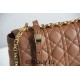 Dior Caro Chain Bag, Brown, Gold Hardware, Calfskin, Medium 25, Size: 25.5x15.5x8cm