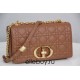 Dior Caro Chain Bag, Brown, Gold Hardware, Calfskin, Medium 25, Size: 25.5x15.5x8cm