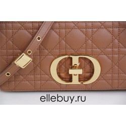 Dior Caro Chain Bag, Brown, Gold Hardware, Calfskin, Medium 25, Size: 25.5x15.5x8cm