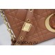 Dior Caro Chain Bag, Brown, Gold Hardware, Calfskin, Medium 25, Size: 25.5x15.5x8cm