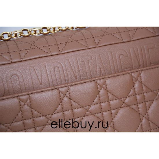 Dior Caro Chain Bag, Brown, Gold Hardware, Calfskin, Medium 25, Size: 25.5x15.5x8cm