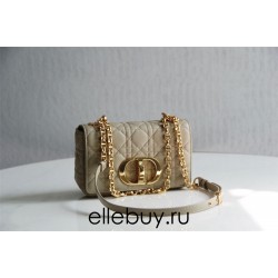 Dior Caro Chain Bag, Apricot, Gold Hardware, Calfskin, Small 20, Size: 20x12x7cm