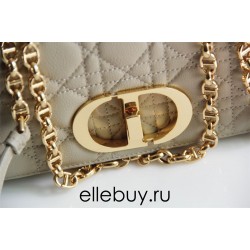 Dior Caro Chain Bag, Apricot, Gold Hardware, Calfskin, Small 20, Size: 20x12x7cm