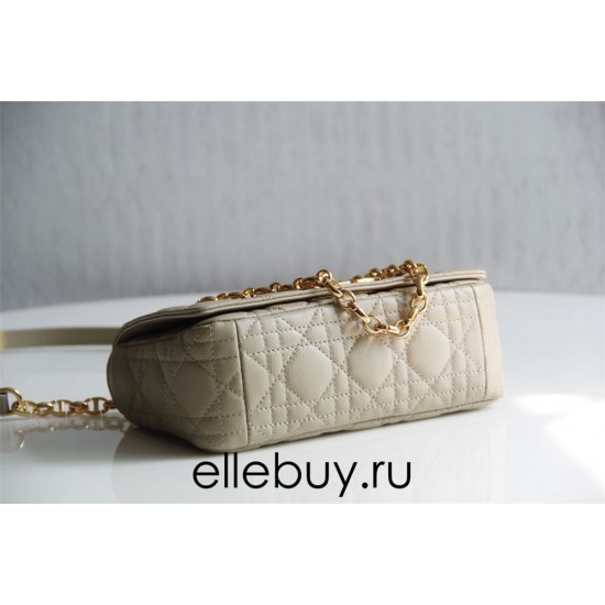 Dior Caro Chain Bag, Apricot, Gold Hardware, Calfskin, Small 20, Size: 20x12x7cm