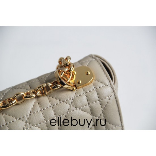 Dior Caro Chain Bag, Apricot, Gold Hardware, Calfskin, Medium 25, Size: 25.5x15.5x8cm